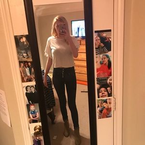 high waisted dark wash jeans